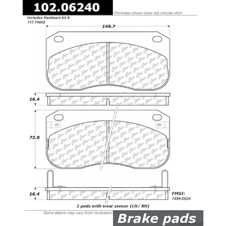 Centric Parts METALLIC BRAKE PAD W/SHIMS 102.0624